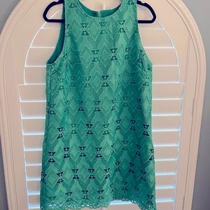 TAHARI size 12 green sleeveless pattern dress